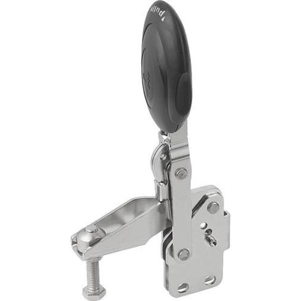 Kipp Vertical Toggle Clamps w. Safety Lock, straight foot, adj. spindle, SS K0663.108100